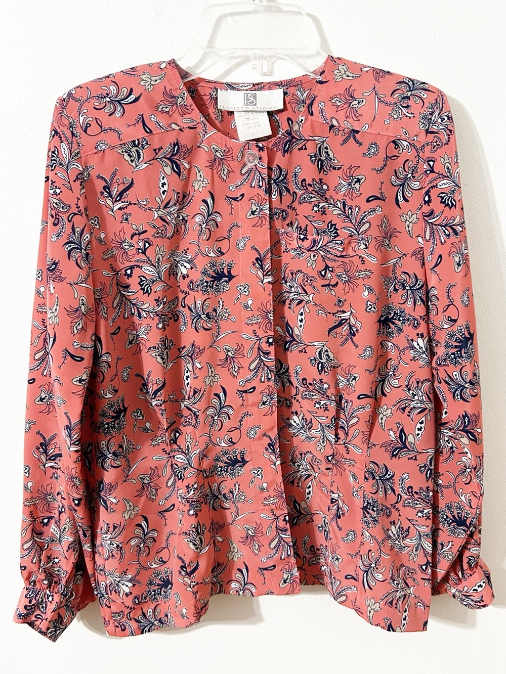 Vintage PS Illustrations Coral Pink Floral Paisley Blouse Size 2